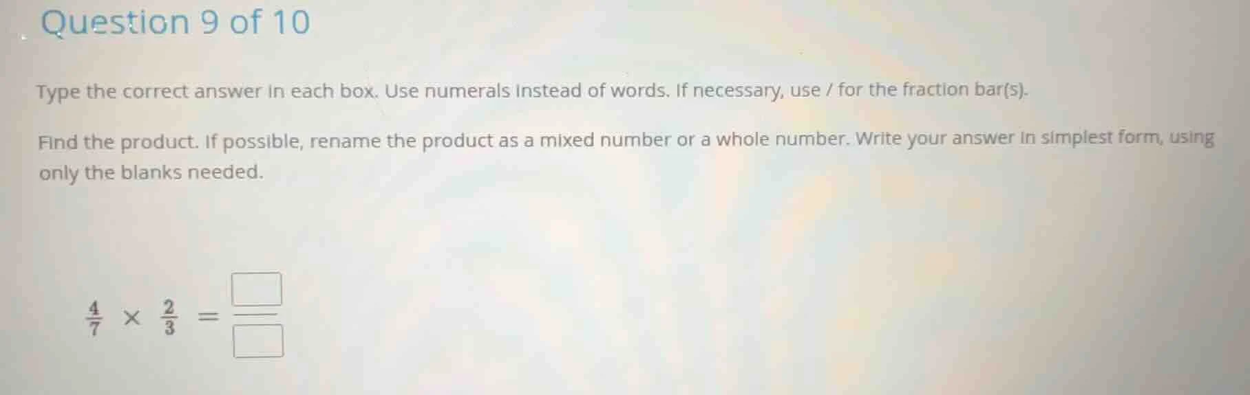 question 9 of 10 type the correct answer in each box. use numerals inst…