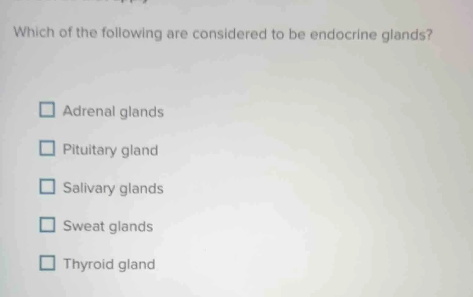 which of the following are considered to be endocrine glands? adrenal g…