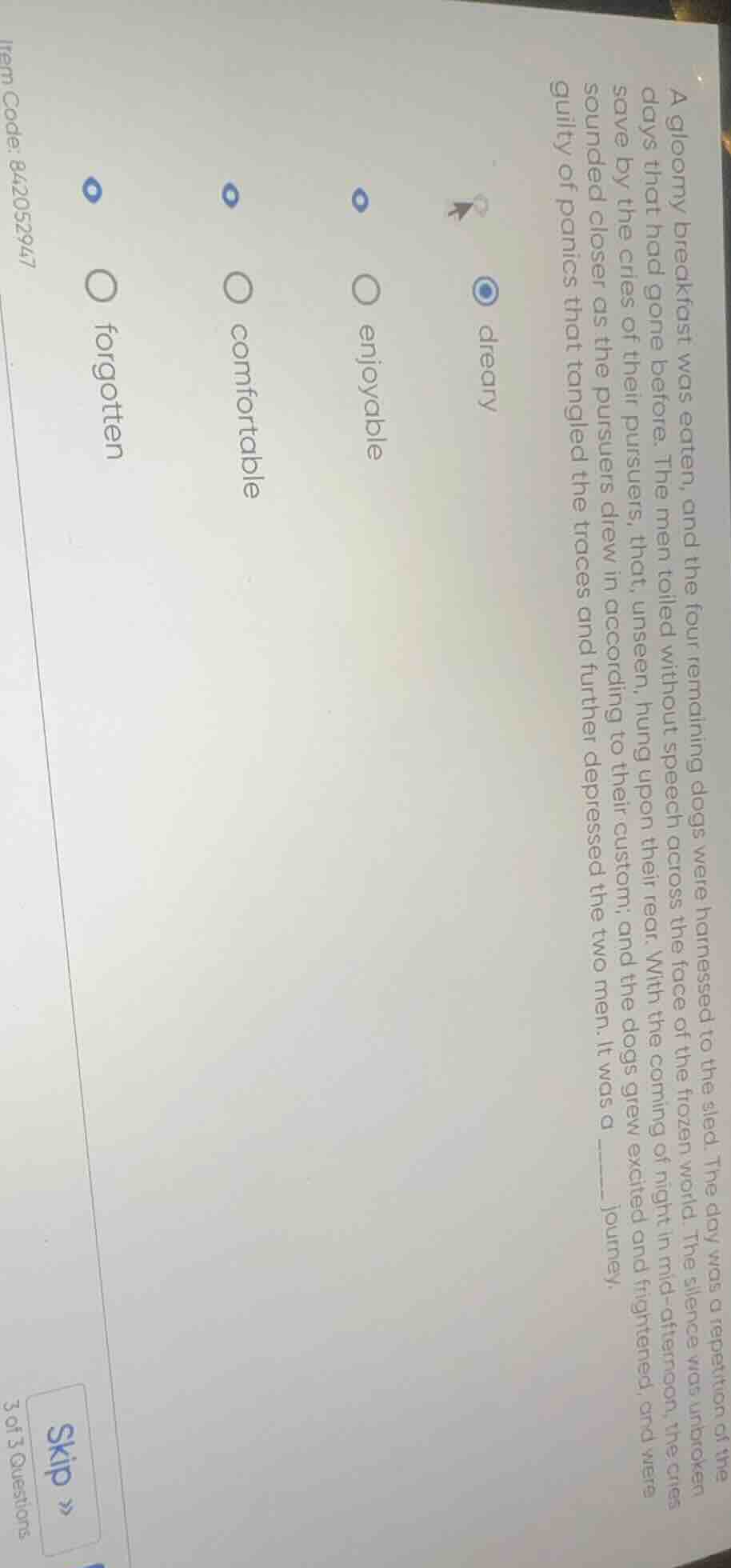 a gloomy breakfast was eaten, and the four remaining dogs were harnesse…