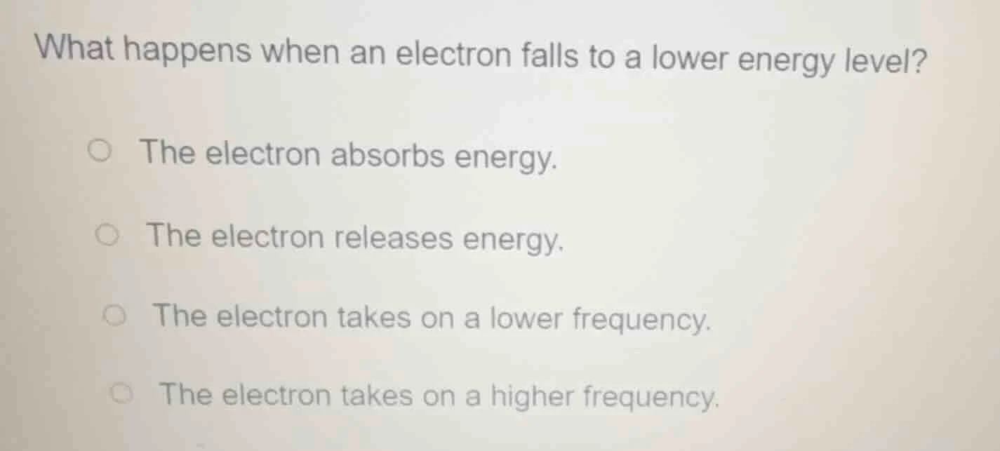 what happens when an electron falls to a lower energy level? the electr…
