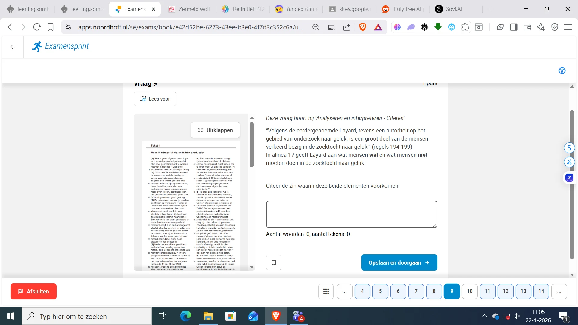 vraag 9 1 punt lees voor deze vraag hoort bij analyseren en interpreter…