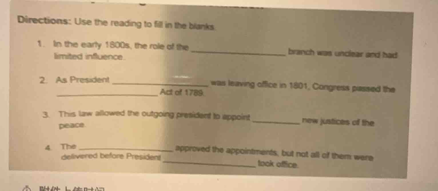 directions: use the reading to fill in the blanks. 1. in the early 1800…