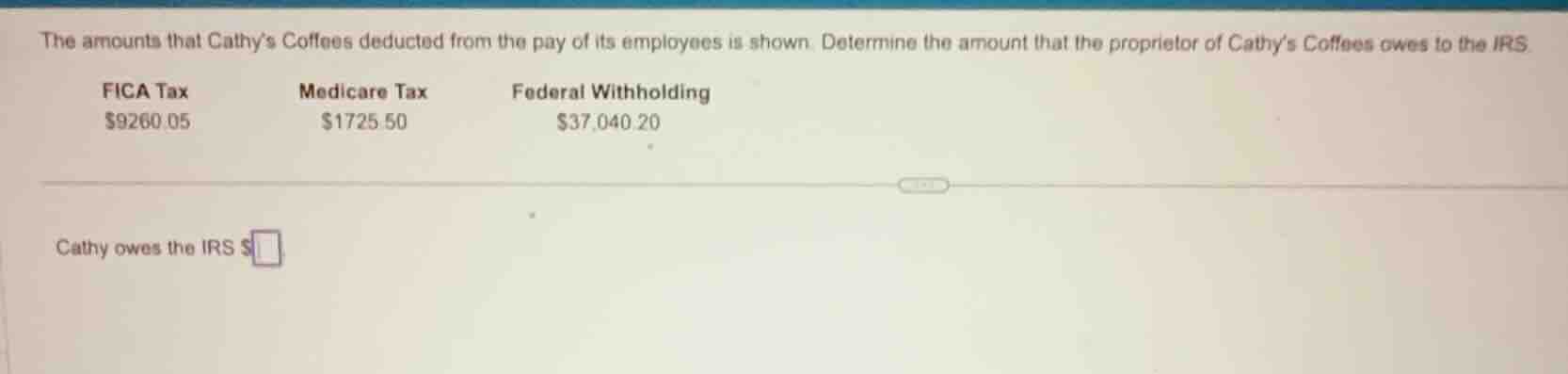 the amounts that cathy’s coffees deducted from the pay of its employees…