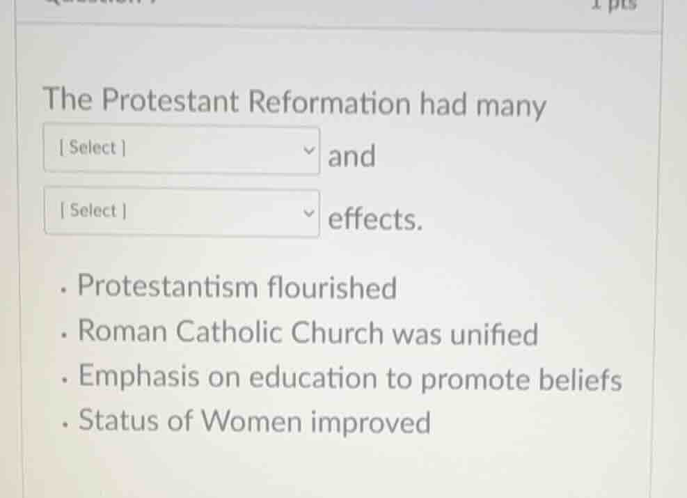 the protestant reformation had many select and select effects. - protes…