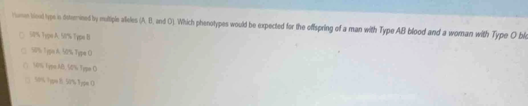 human blood type is determined by multiple alleles (a, b, and o). which…