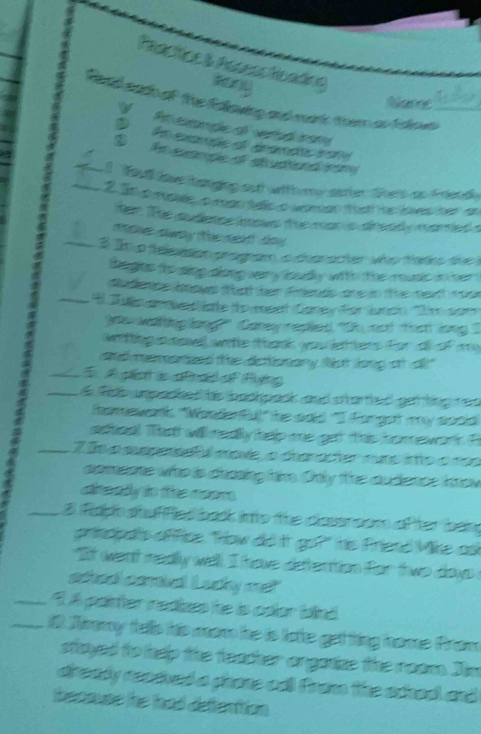 practice & assessment (irony) name read each of the following and mark …