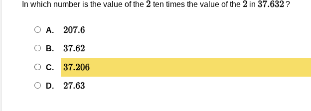 in which number is the value of the 2 ten times the value of the 2 in 3…
