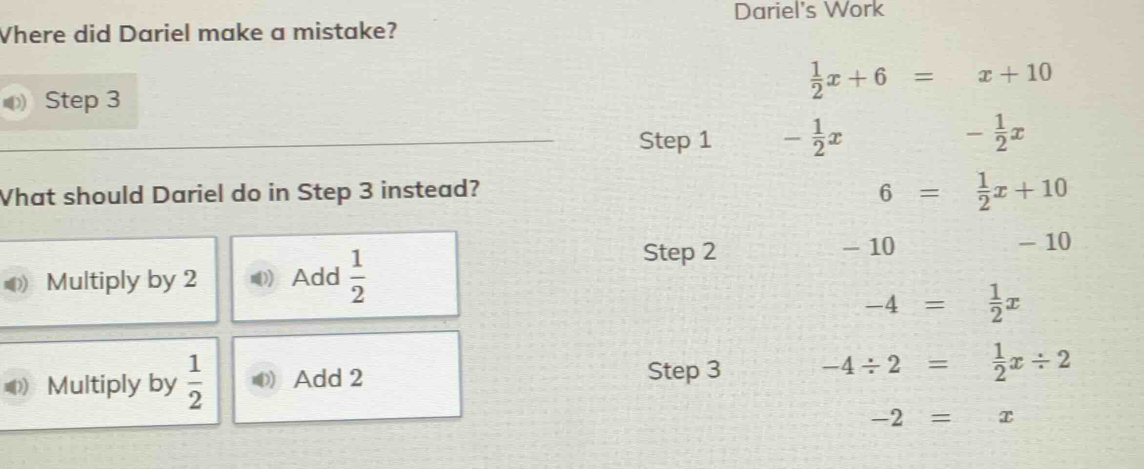 where did dariel make a mistake? step 3 what should dariel do in step 3…