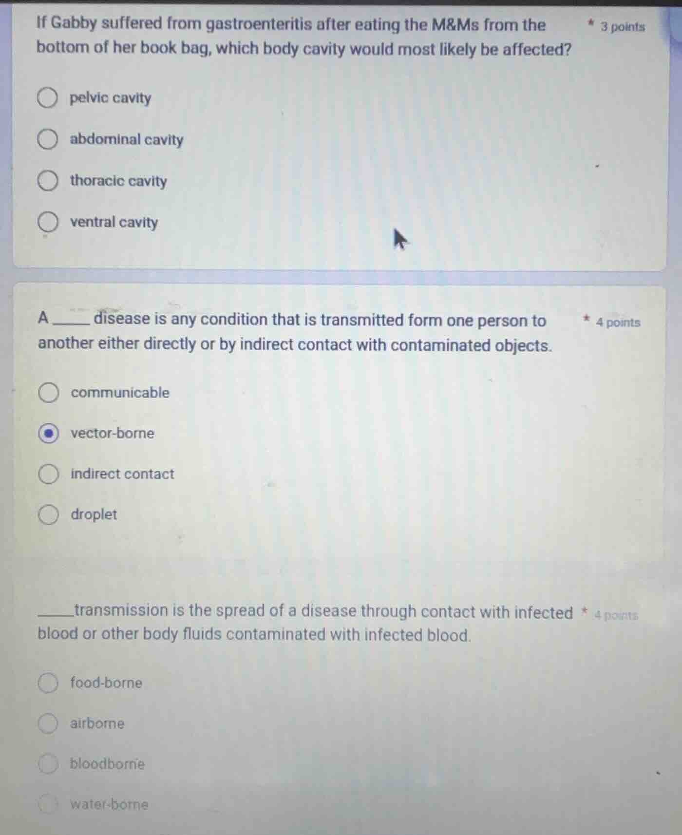 if gabby suffered from gastroenteritis after eating the m&ms from the b…