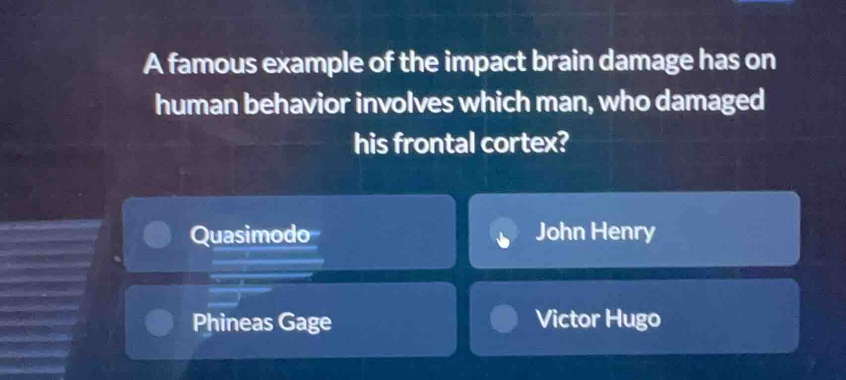 a famous example of the impact brain damage has on human behavior invol…