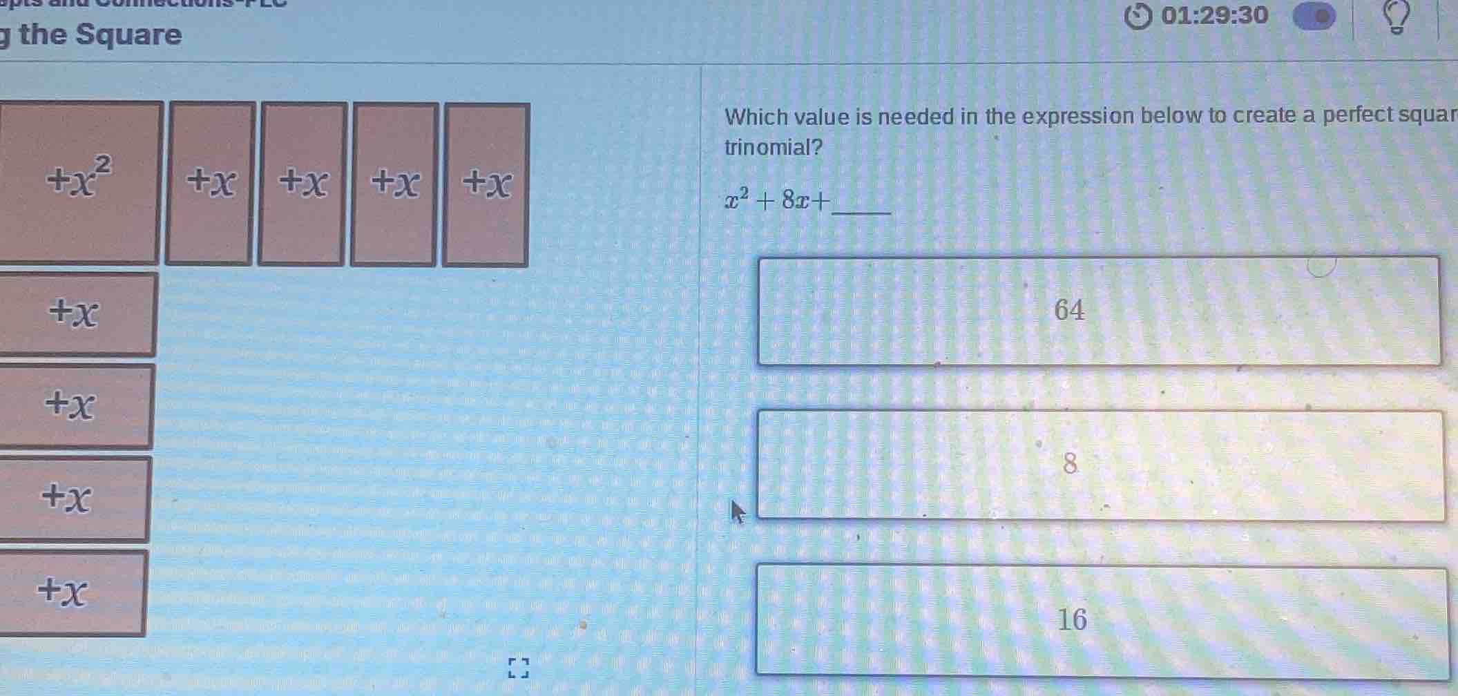 which value is needed in the expression below to create a perfect squar…