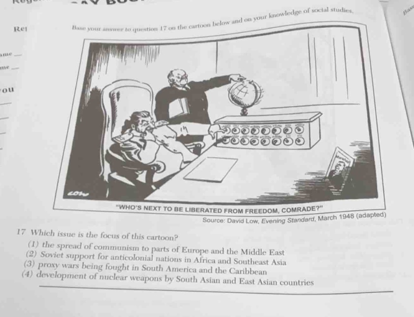 base your answer to question 17 on the cartoon below and on your knowle…
