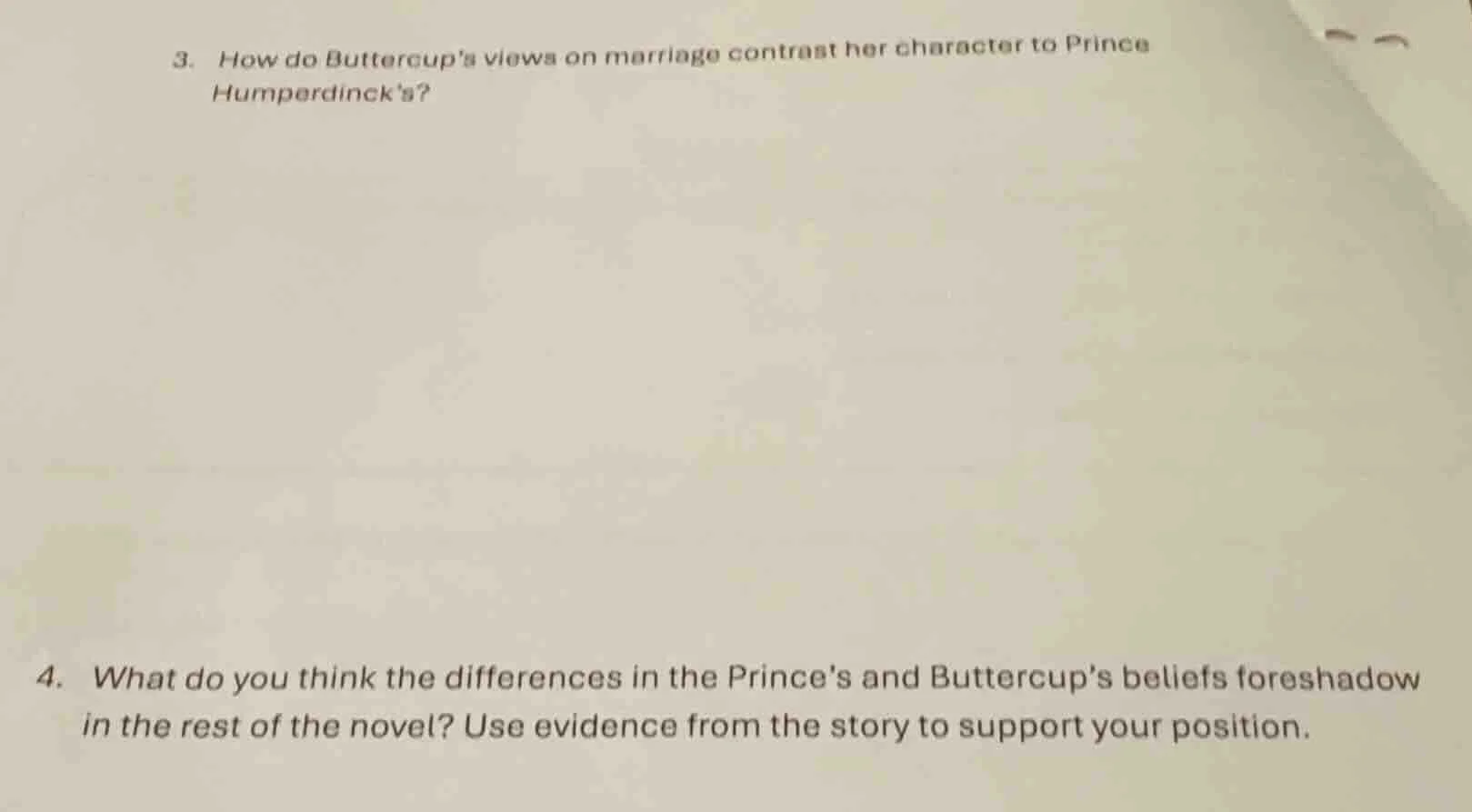 3. how do buttercups views on marriage contrast her character to prince…