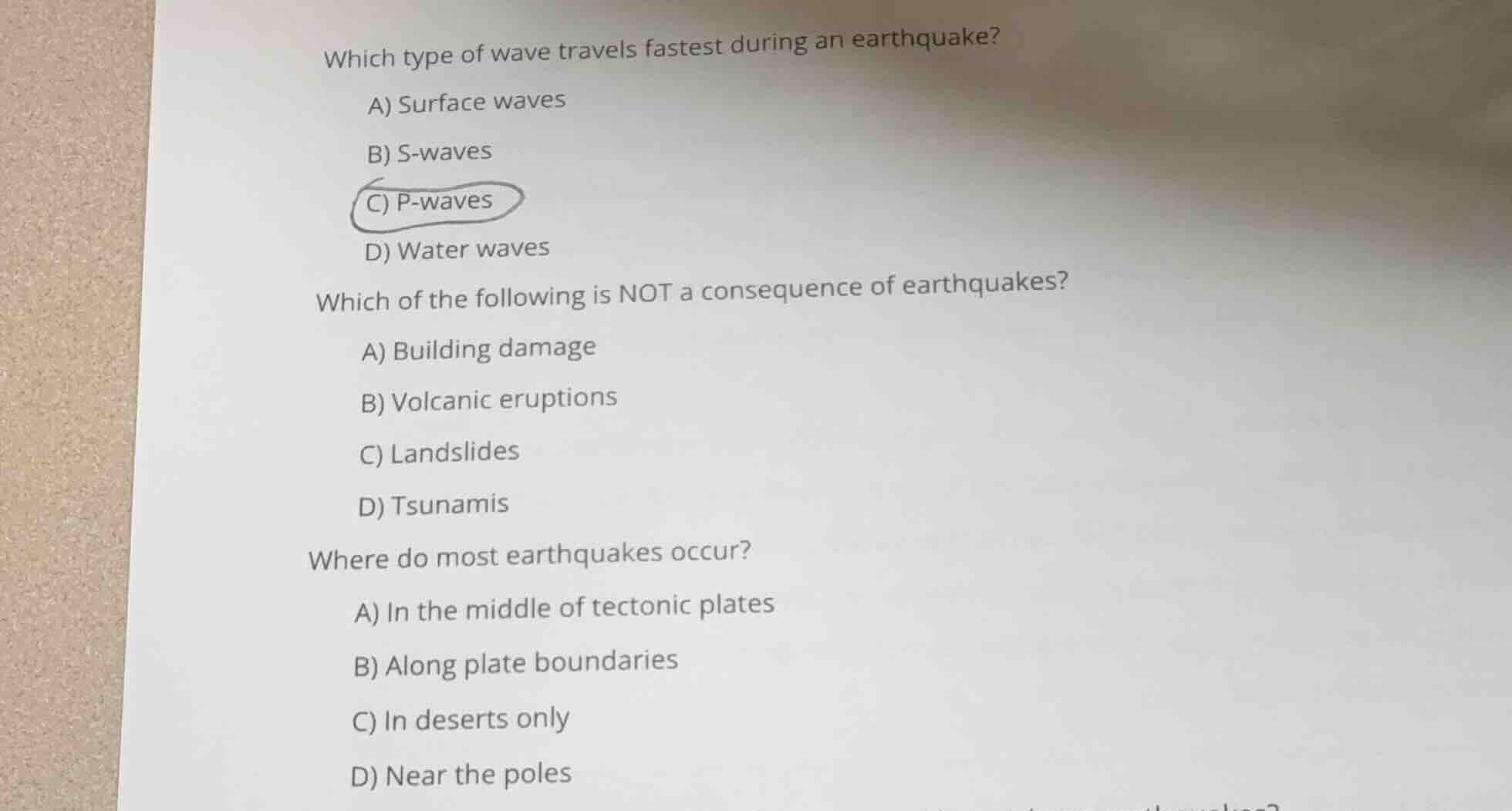 which type of wave travels fastest during an earthquake? a) surface wav…