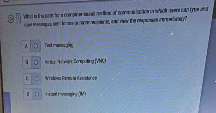what is the term for a computer - based method of communication in whic…