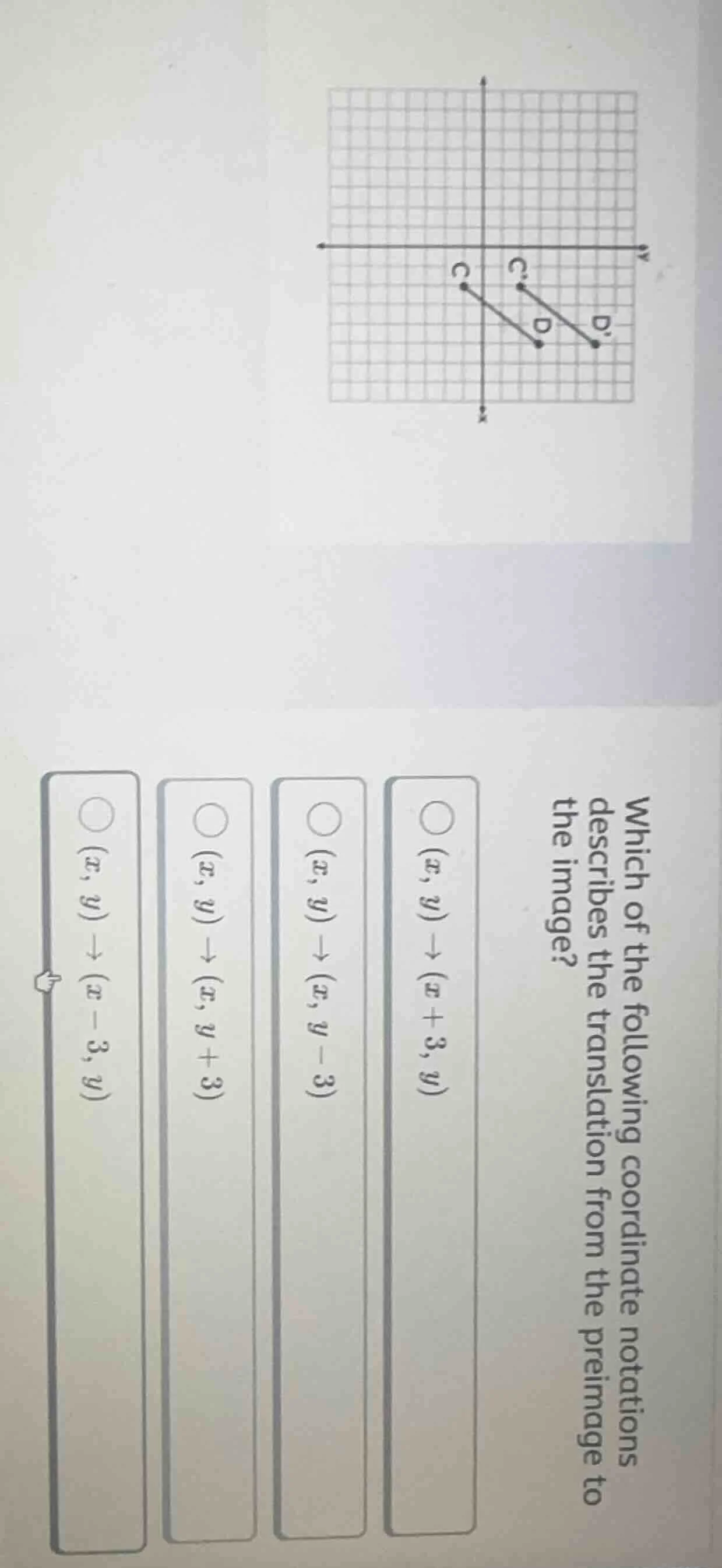 which of the following coordinate notations describes the translation f…
