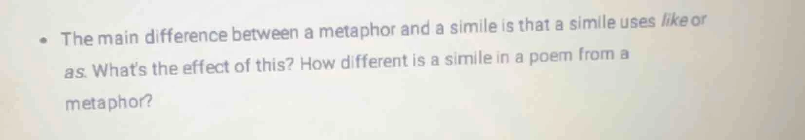 the main difference between a metaphor and a simile is that a simile us…