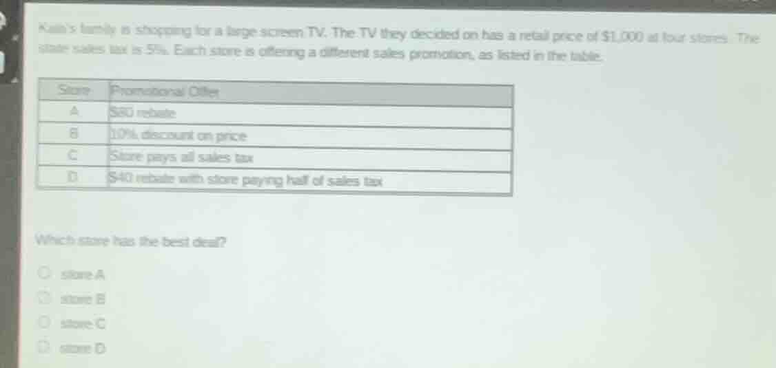 kais family is shopping for a large - screen tv. the tv they decided on…