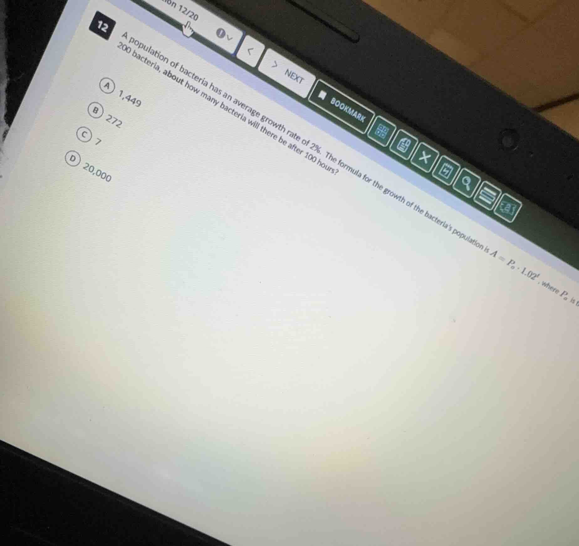 12 a population of bacteria has an average growth rate of 2%. the formu…