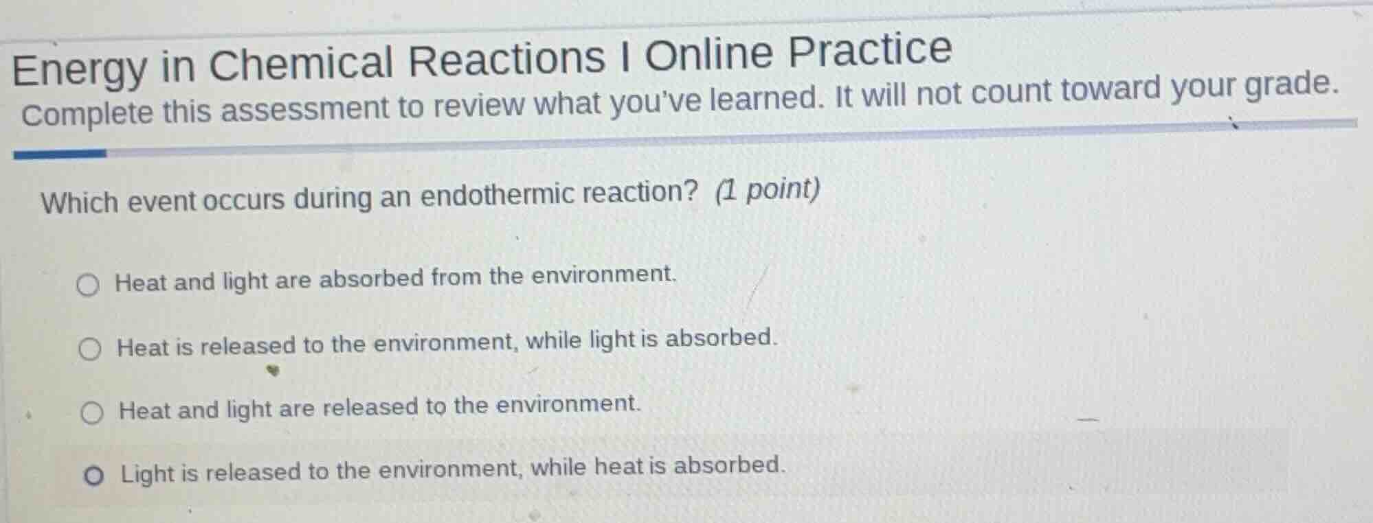 energy in chemical reactions i online practice complete this assessment…