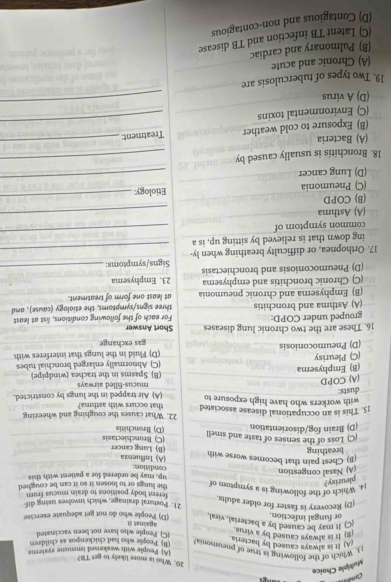 multiple choice 13. which of the following is true of pneumonia? (a) it…