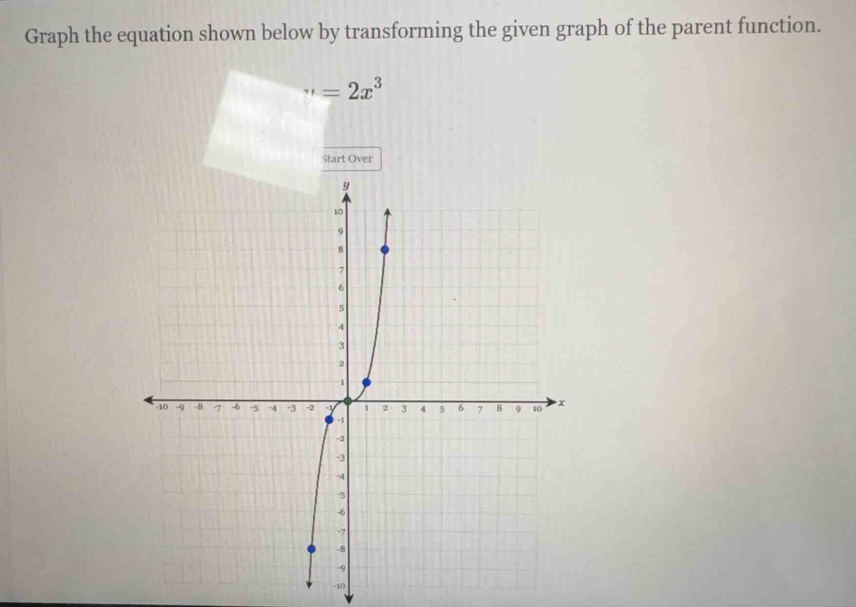 graph the equation shown below by transforming the given graph of the p…