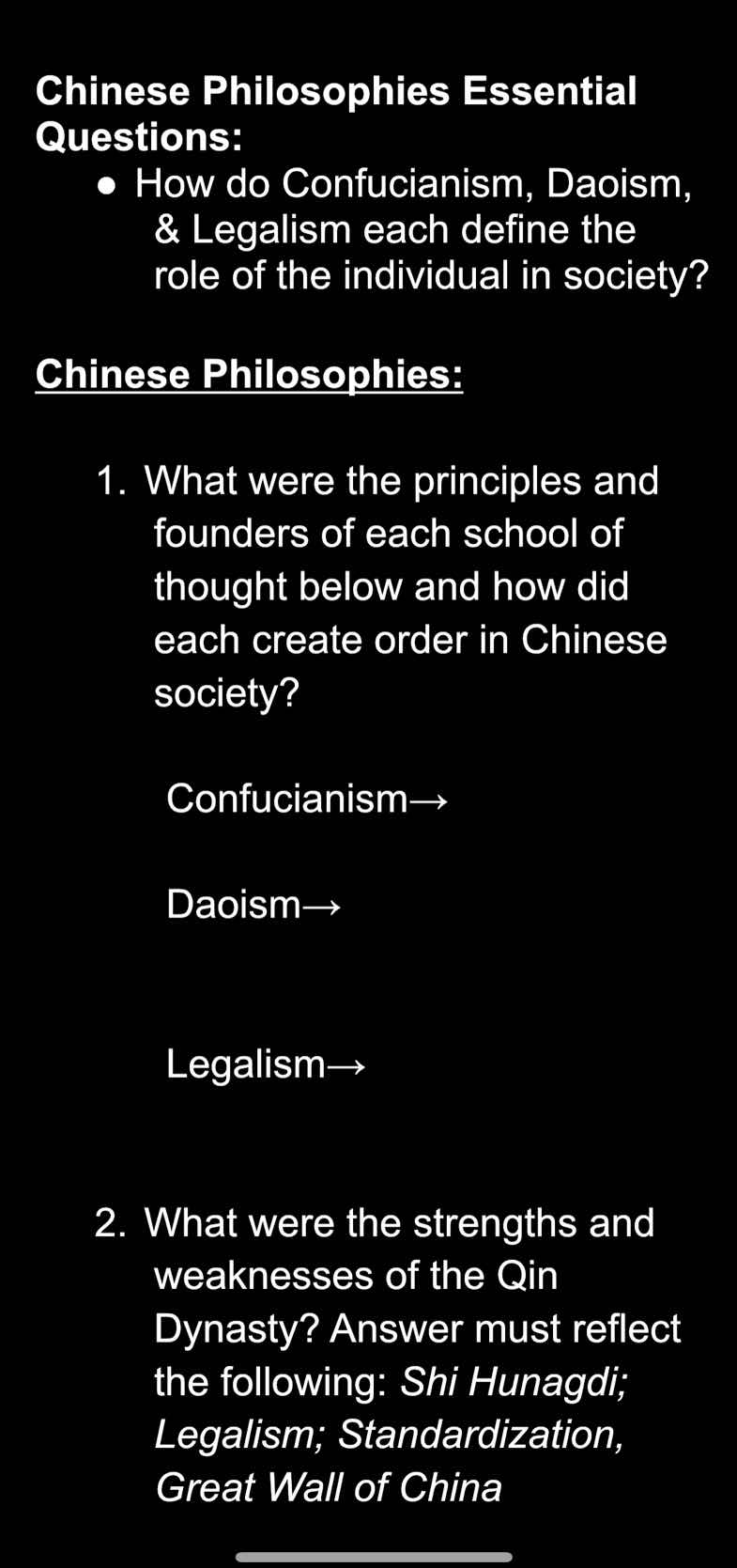 chinese philosophies essential questions: • how do confucianism, daoism…