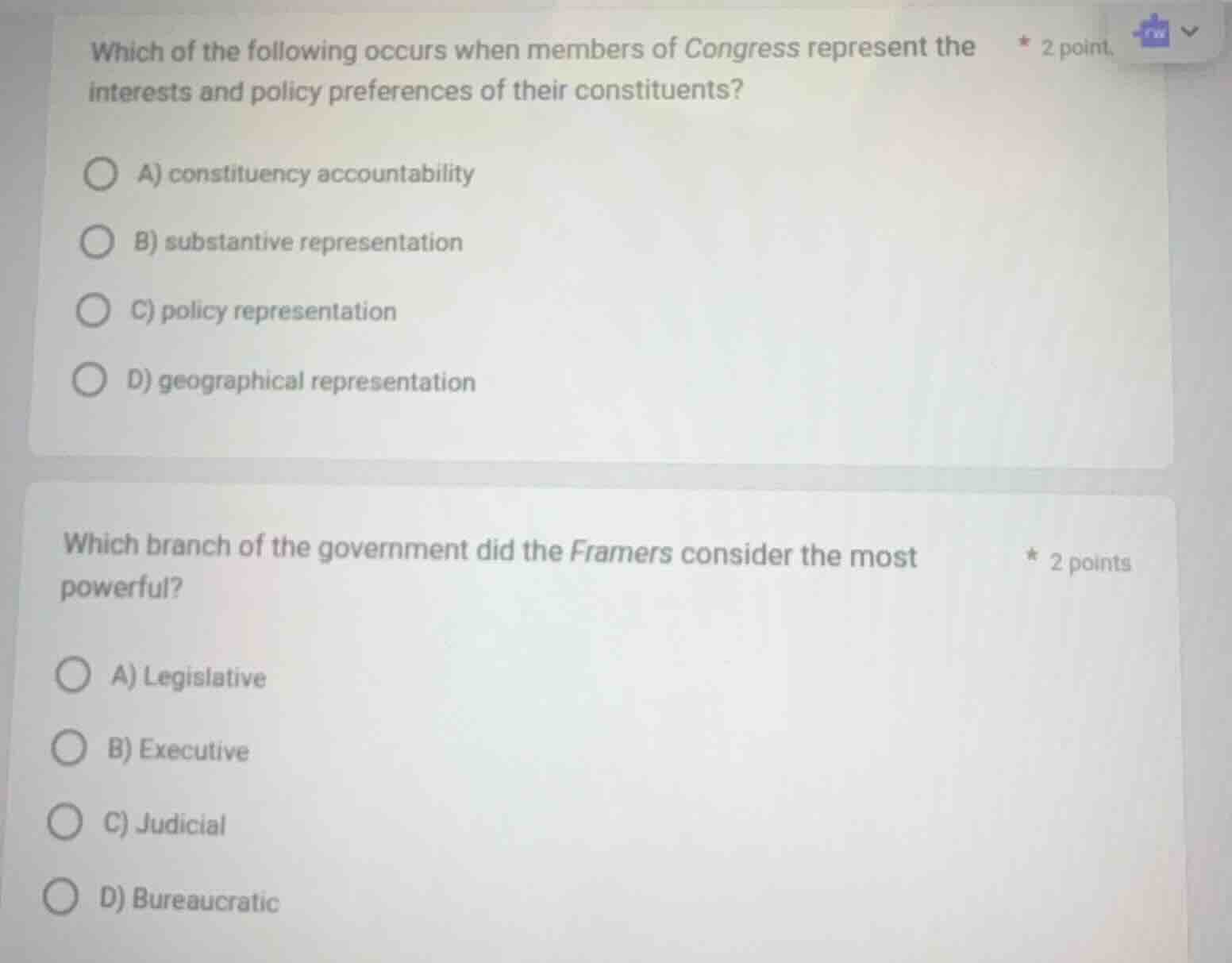 which of the following occurs when members of congress represent the in…