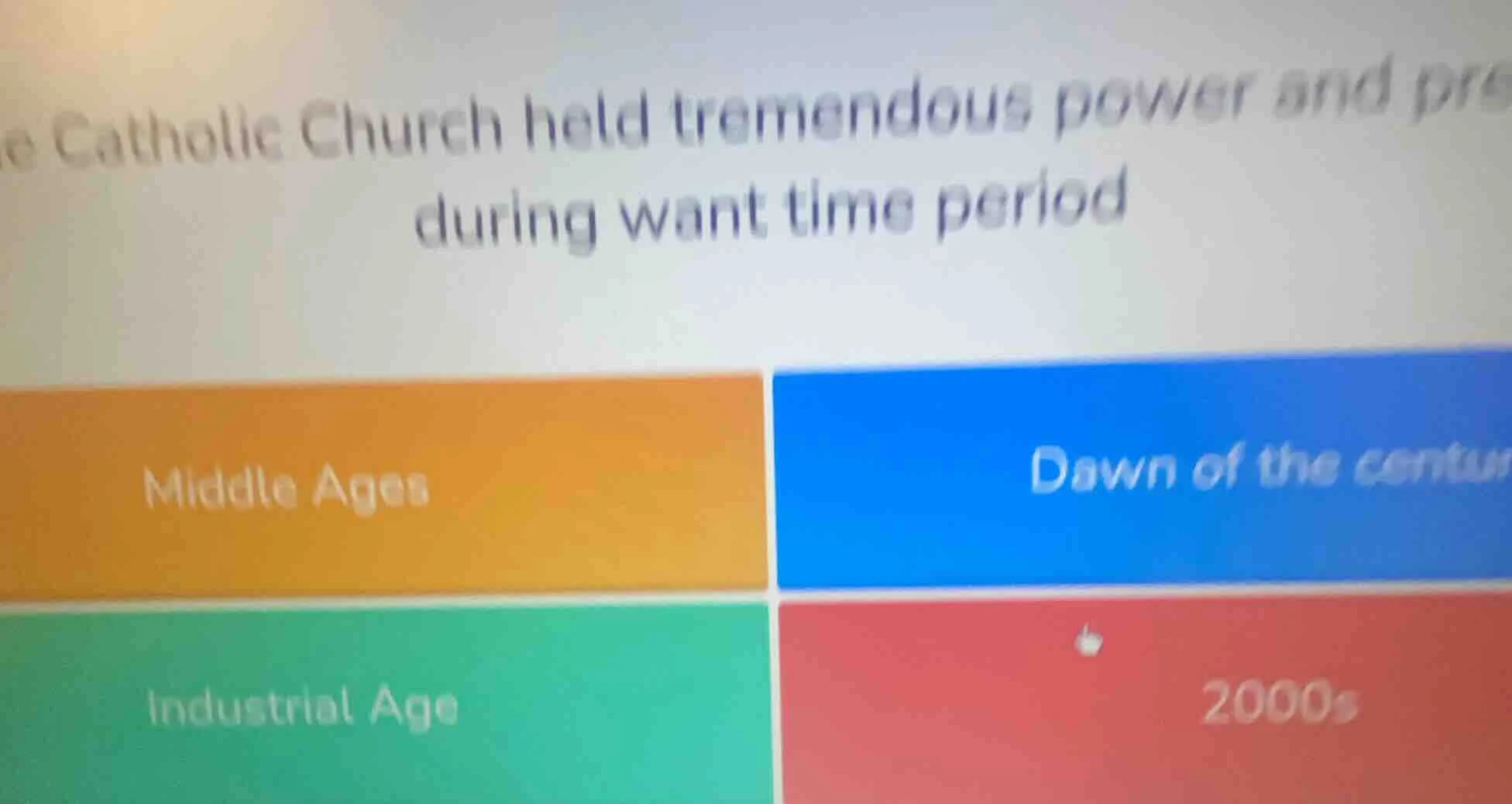 the catholic church held tremendous power and pre during want time peri…
