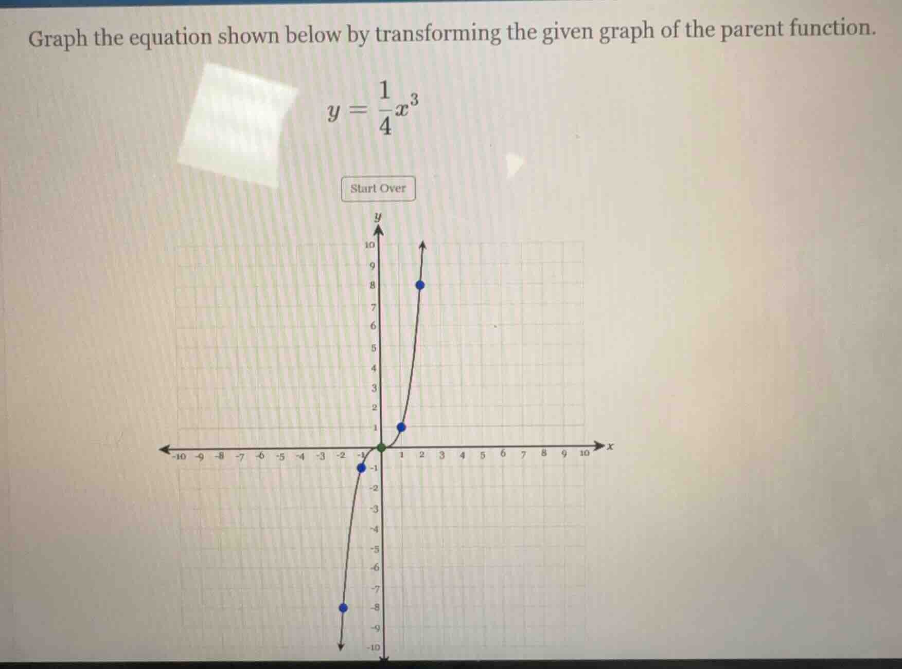 graph the equation shown below by transforming the given graph of the p…