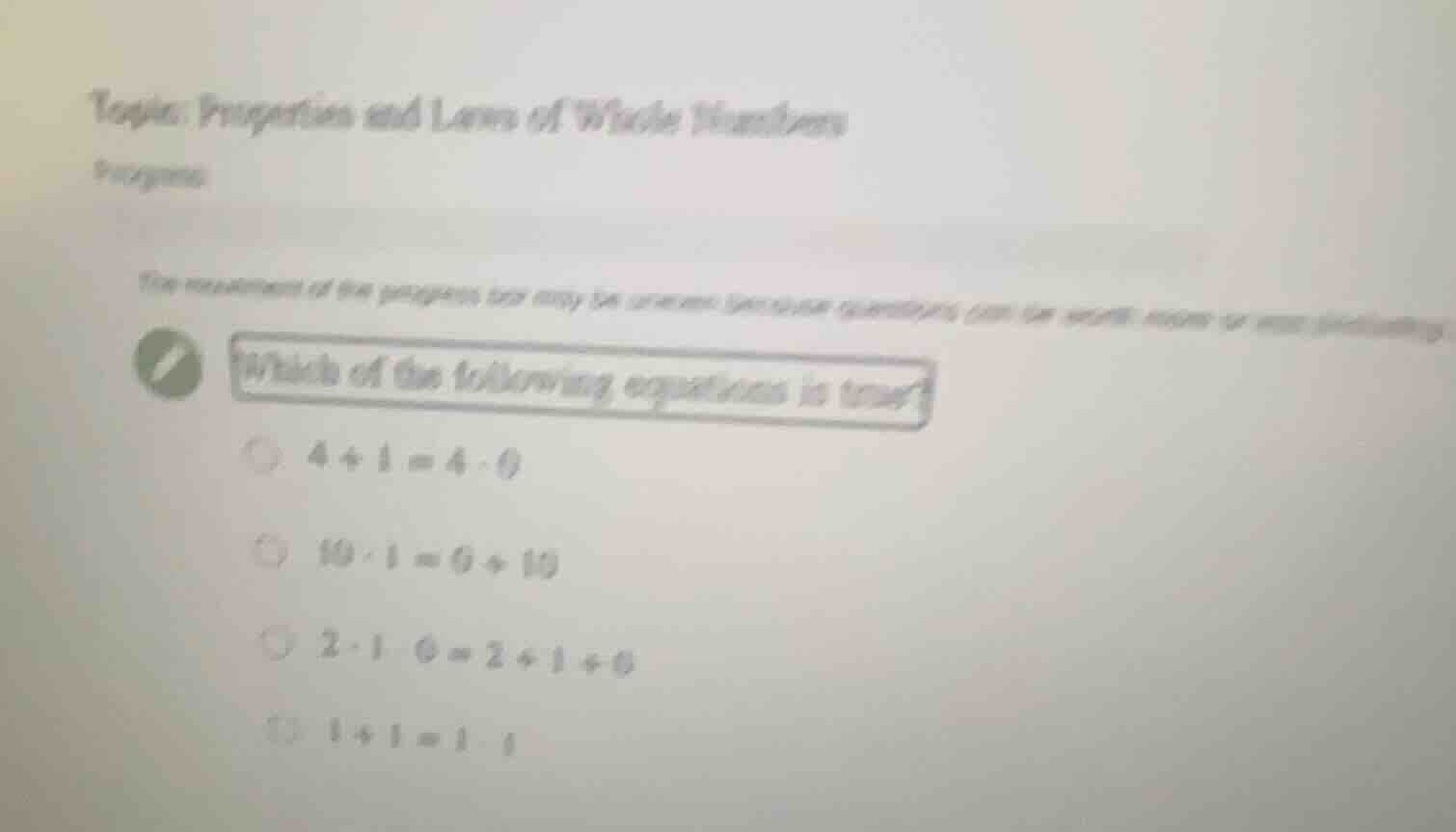 topic: properties and laws of whole numbers progress the assessment of …
