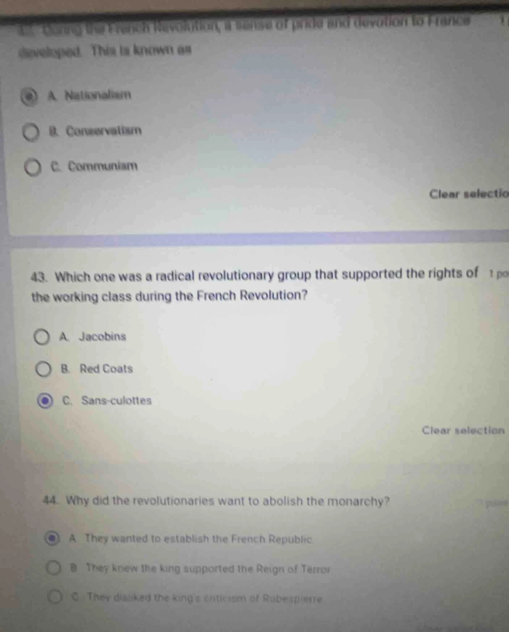 42. during the french revolution, a sense of pride and devotion to fran…