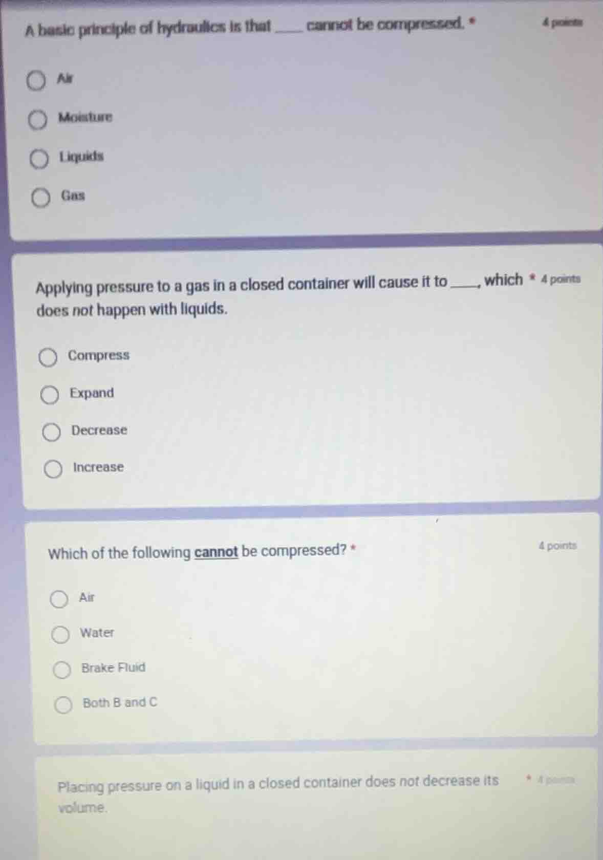 a basic principle of hydraulics is that ____ cannot be compressed. opti…