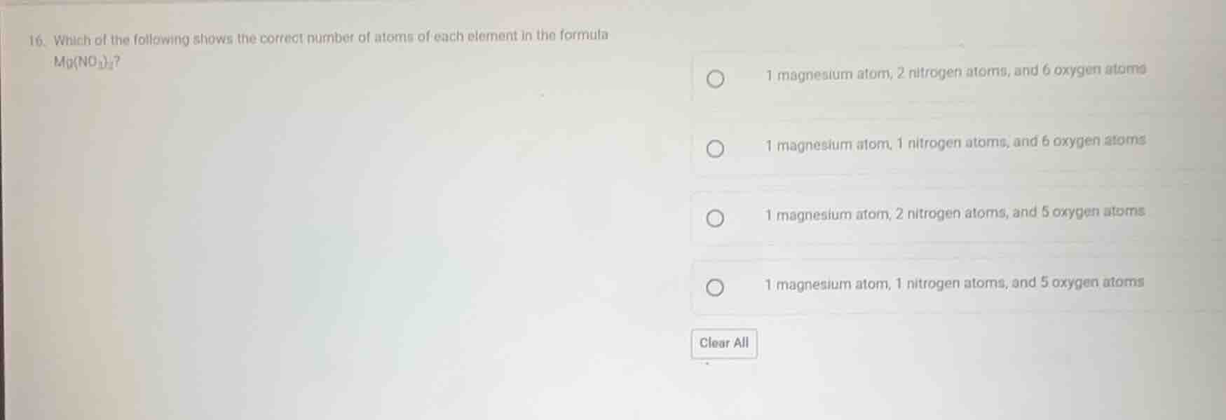 16. which of the following shows the correct number of atoms of each el…