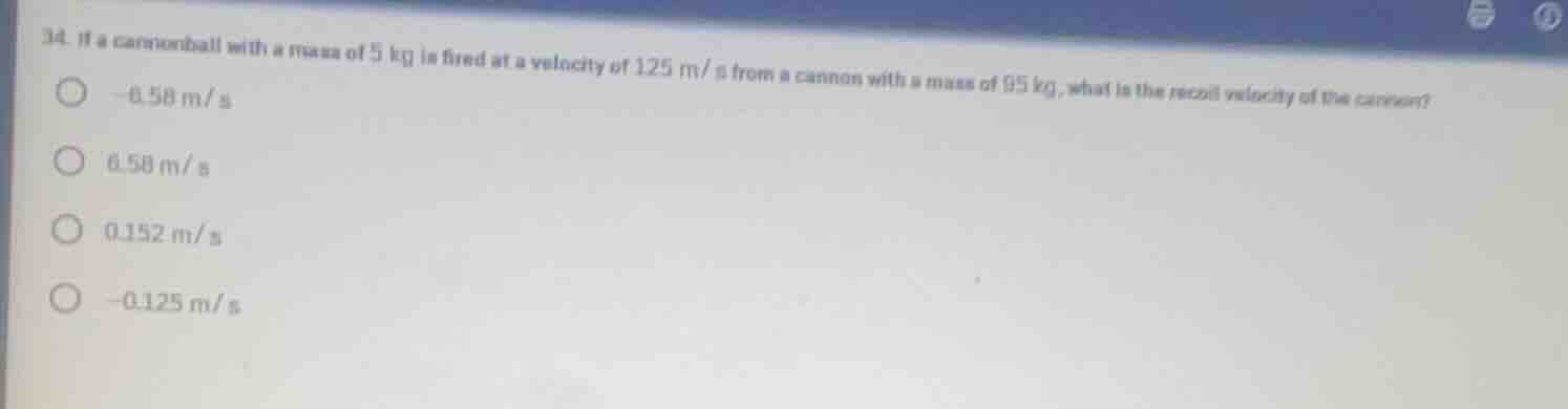 14. if a cannonball with a mass of 5 kg is fired at a velocity of 125 m…