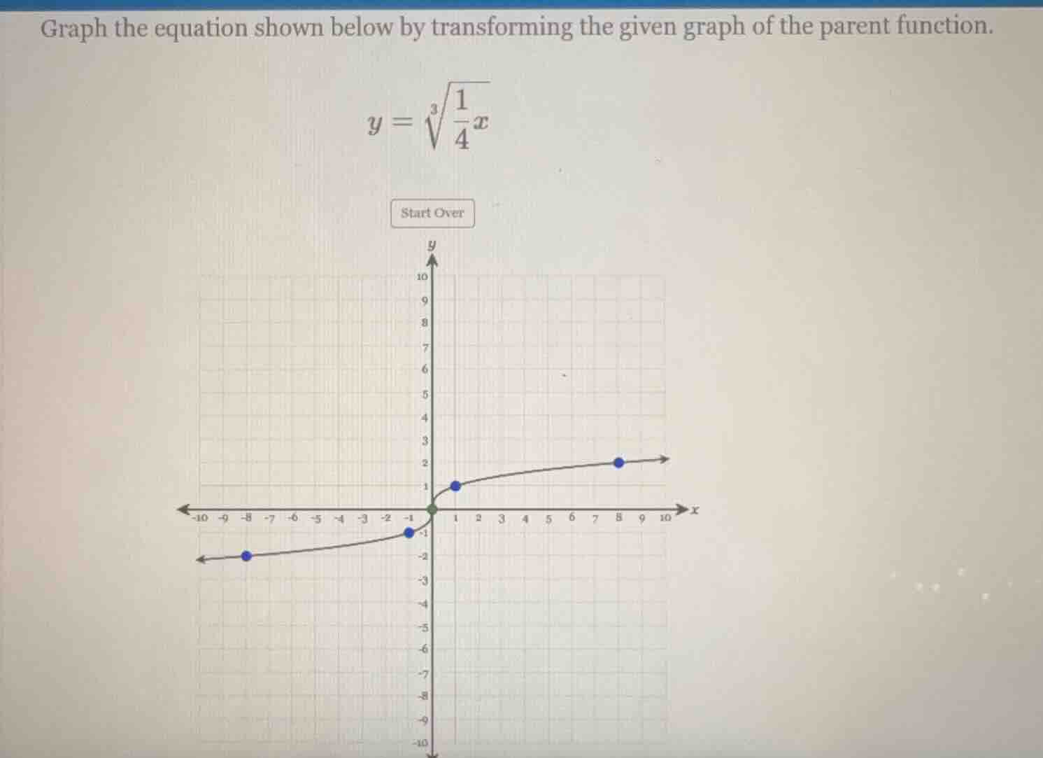 graph the equation shown below by transforming the given graph of the p…