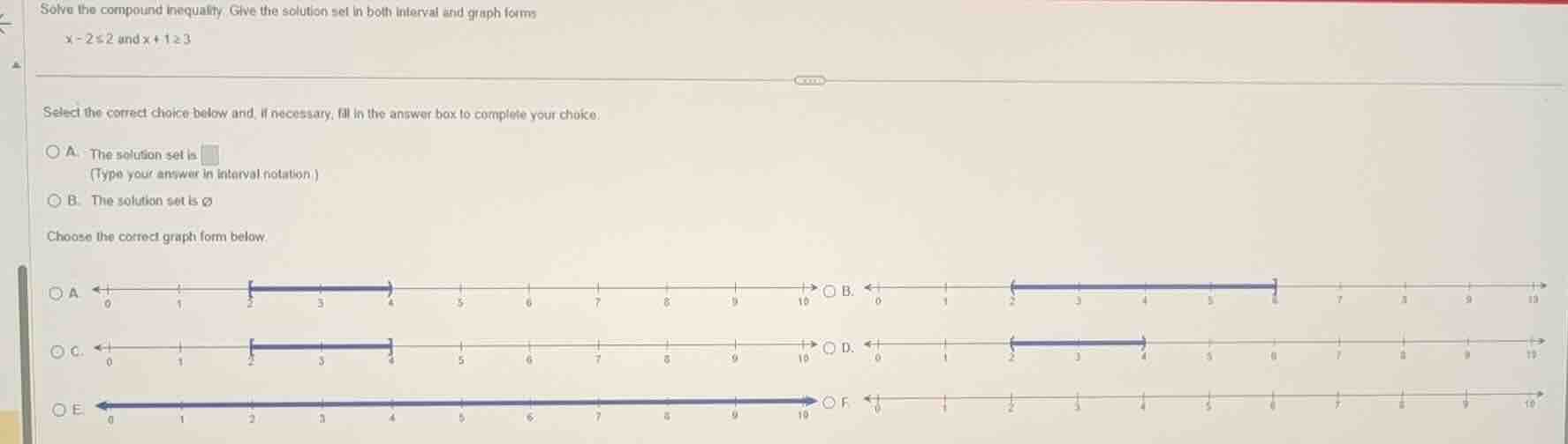 solve the compound inequality. give the solution set in both interval a…