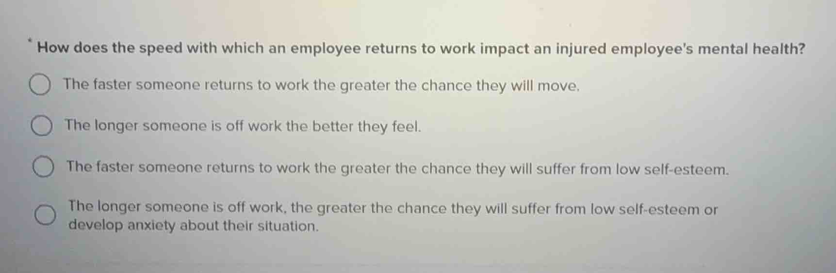how does the speed with which an employee returns to work impact an inj…