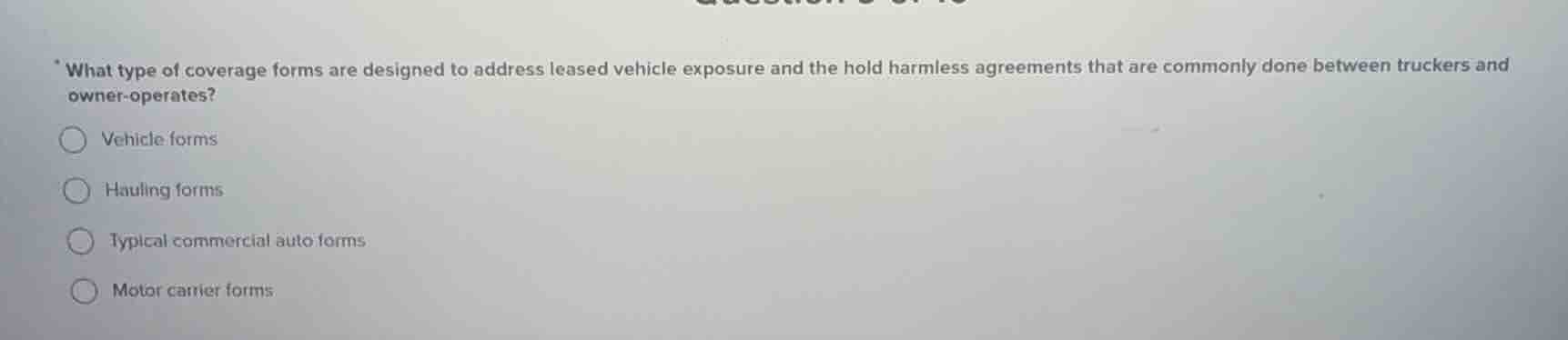 what type of coverage forms are designed to address leased vehicle expo…