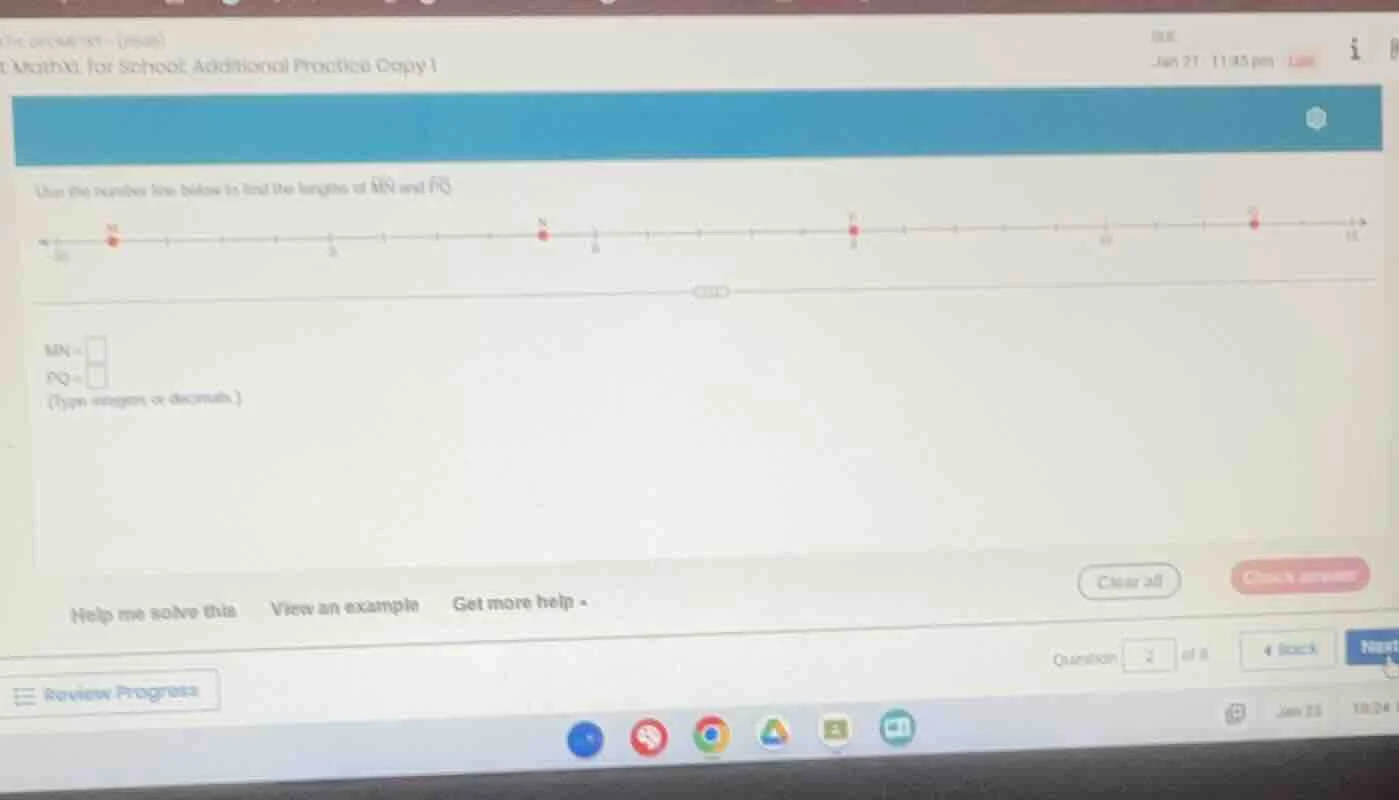 use the number line below to find the lengths of \\( \\overline{mn} \\)…