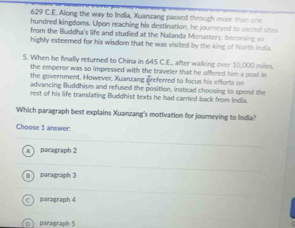 629 c.e. along the way to india, xuanzang passed through more than one …