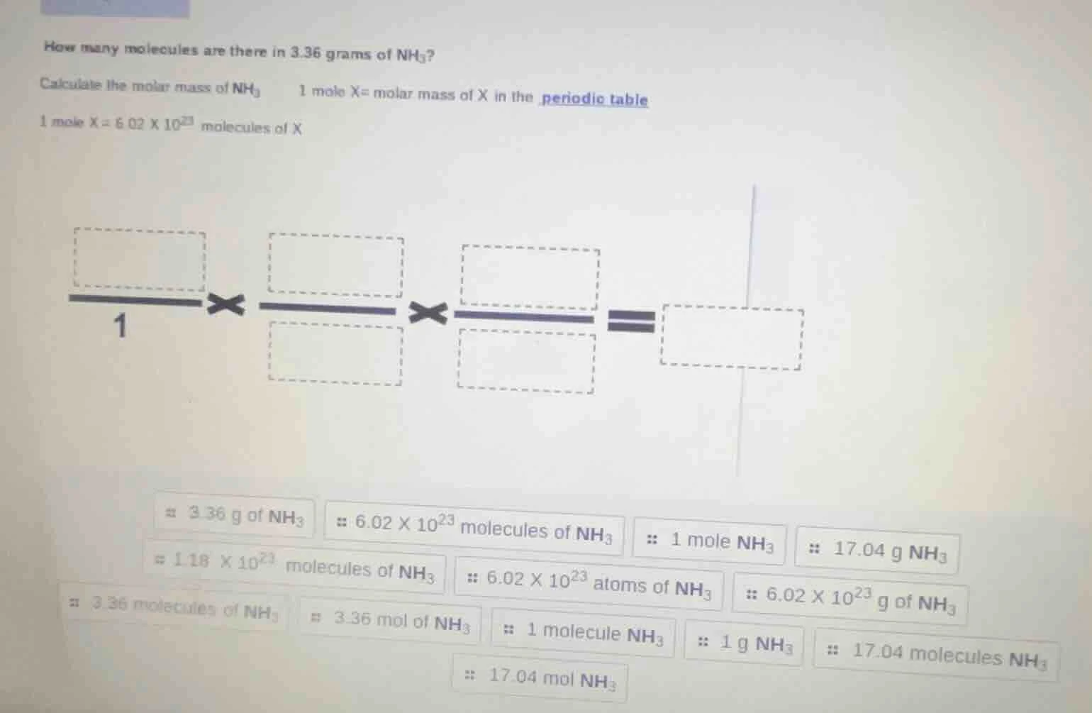 how many molecules are there in 3.36 grams of $nh_3$? calculate the mol…