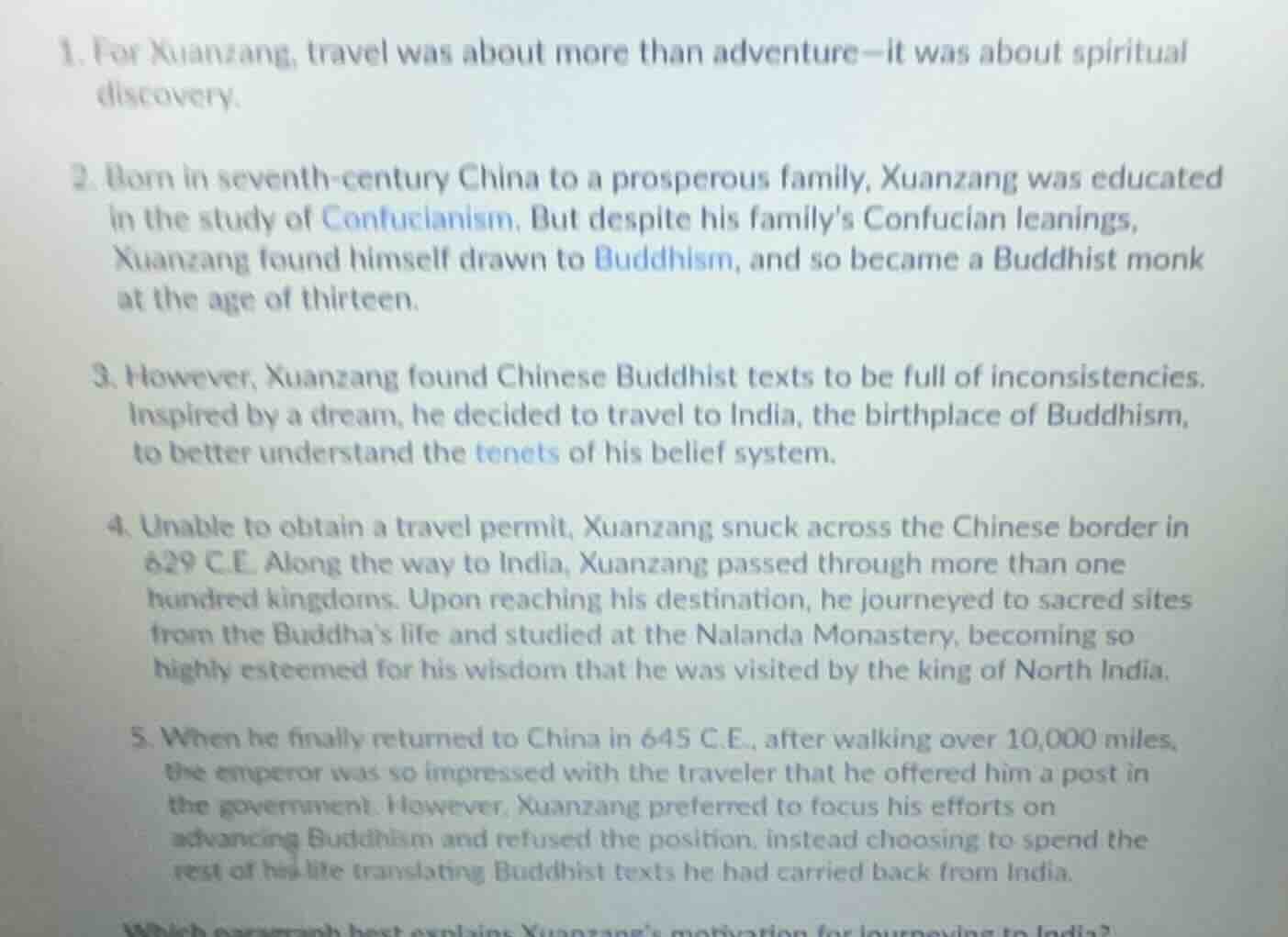 1. for xuanzang, travel was about more than adventure—it was about spir…