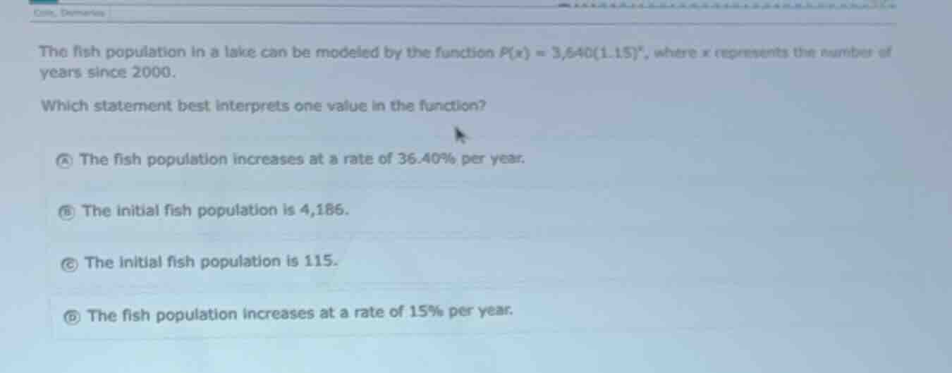the fish population in a lake can be modeled by the function $p(x) = 3,…