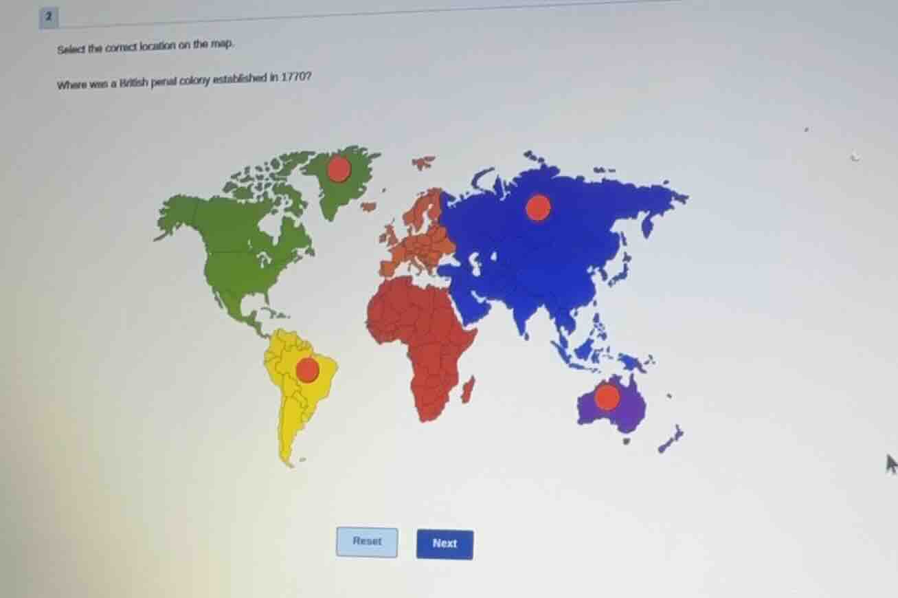 2 select the correct location on the map. where was a british penal col…