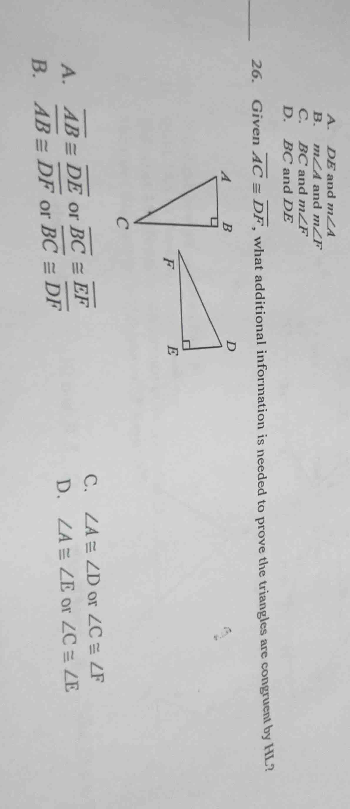 26. given ( overline{ac} cong overline{df} ), what additional informati…