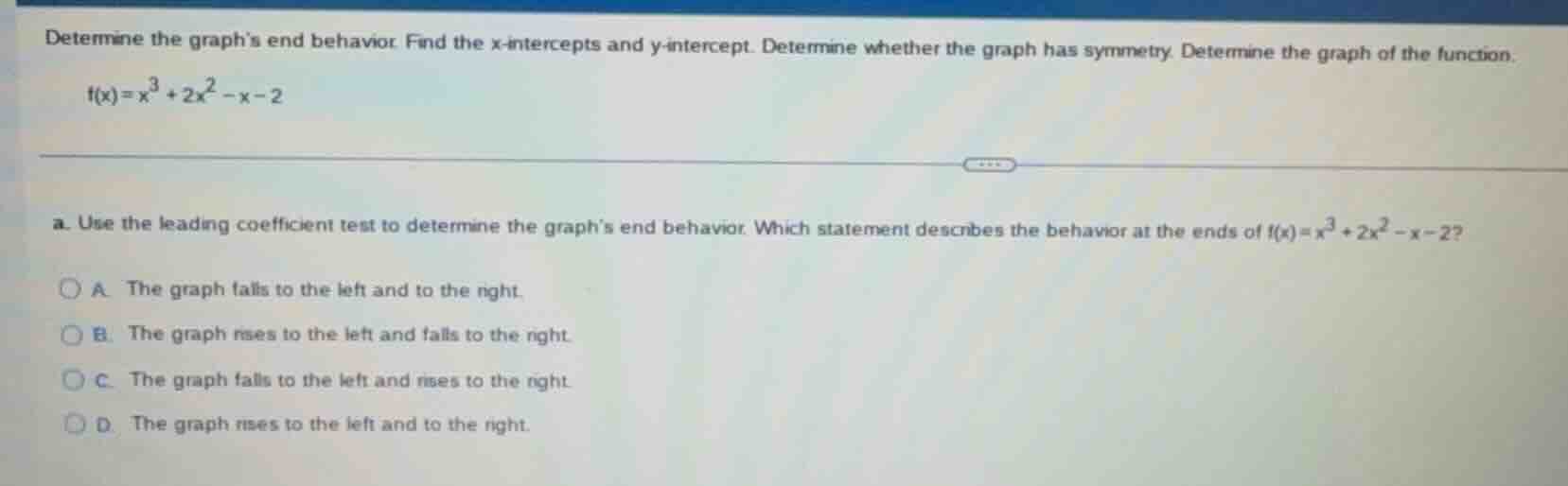 determine the graph’s end behavior. find the x-intercepts and y-interce…