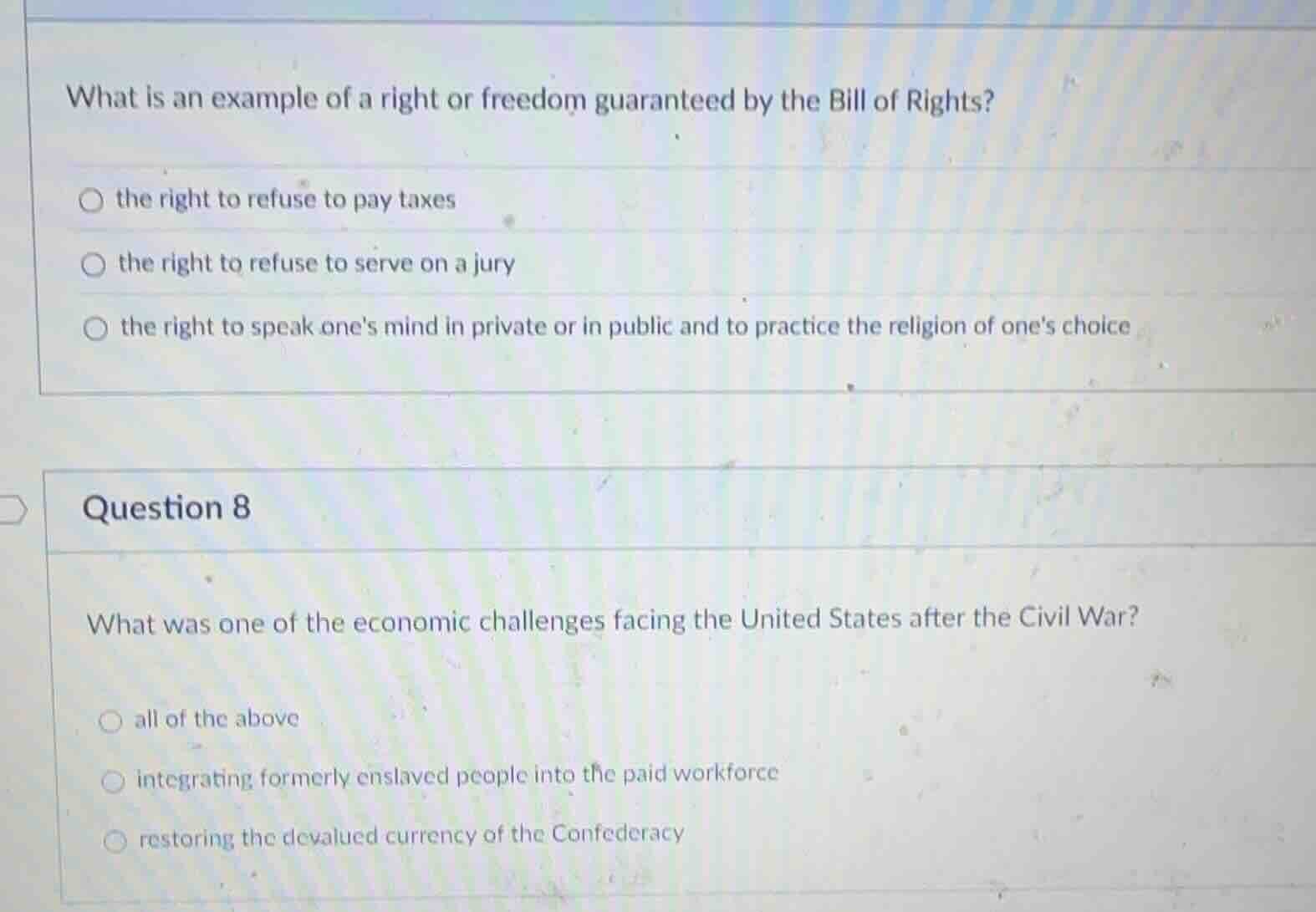 what is an example of a right or freedom guaranteed by the bill of righ…