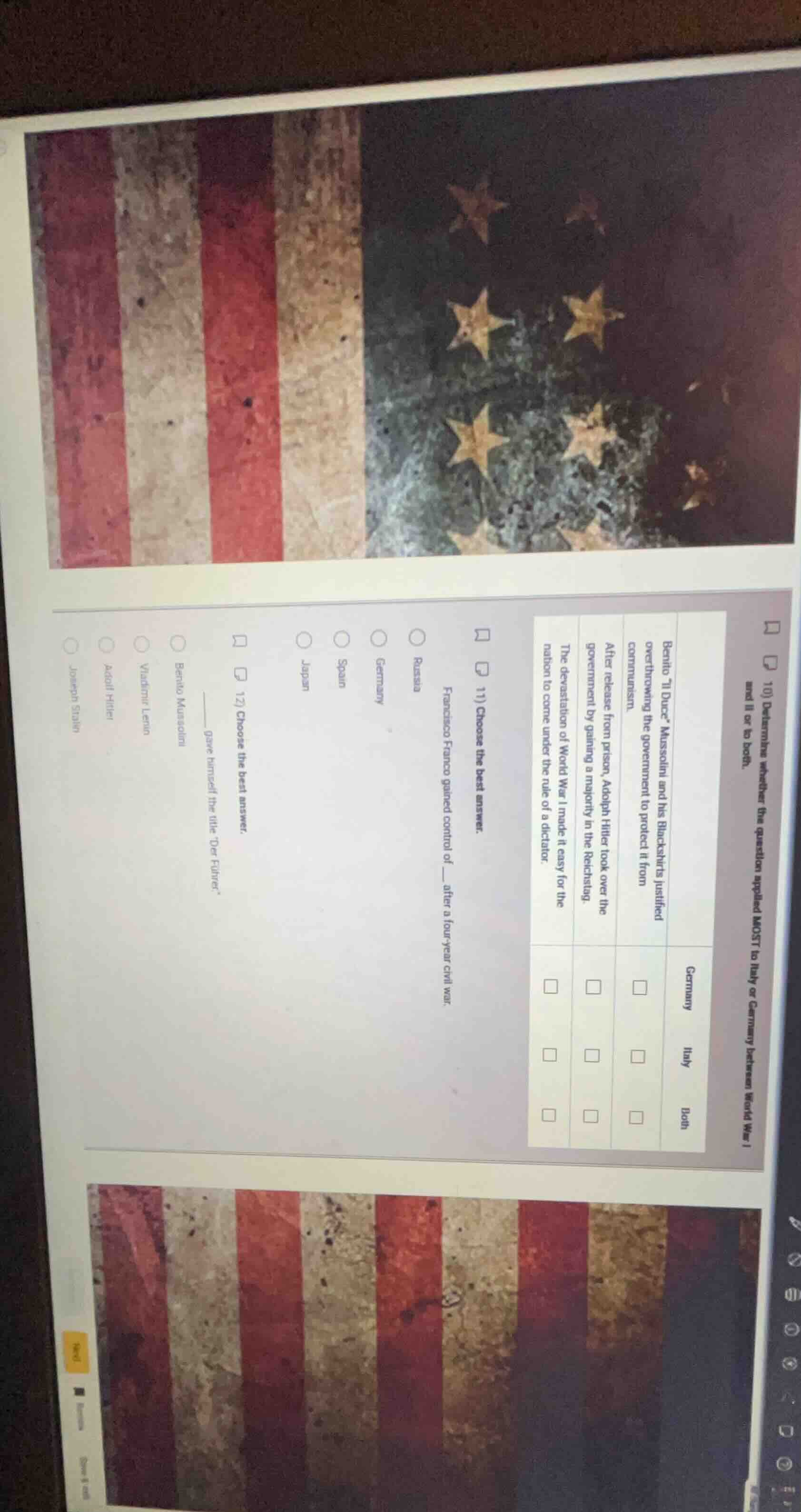10) determine whether the question applied most to italy or germany bet…