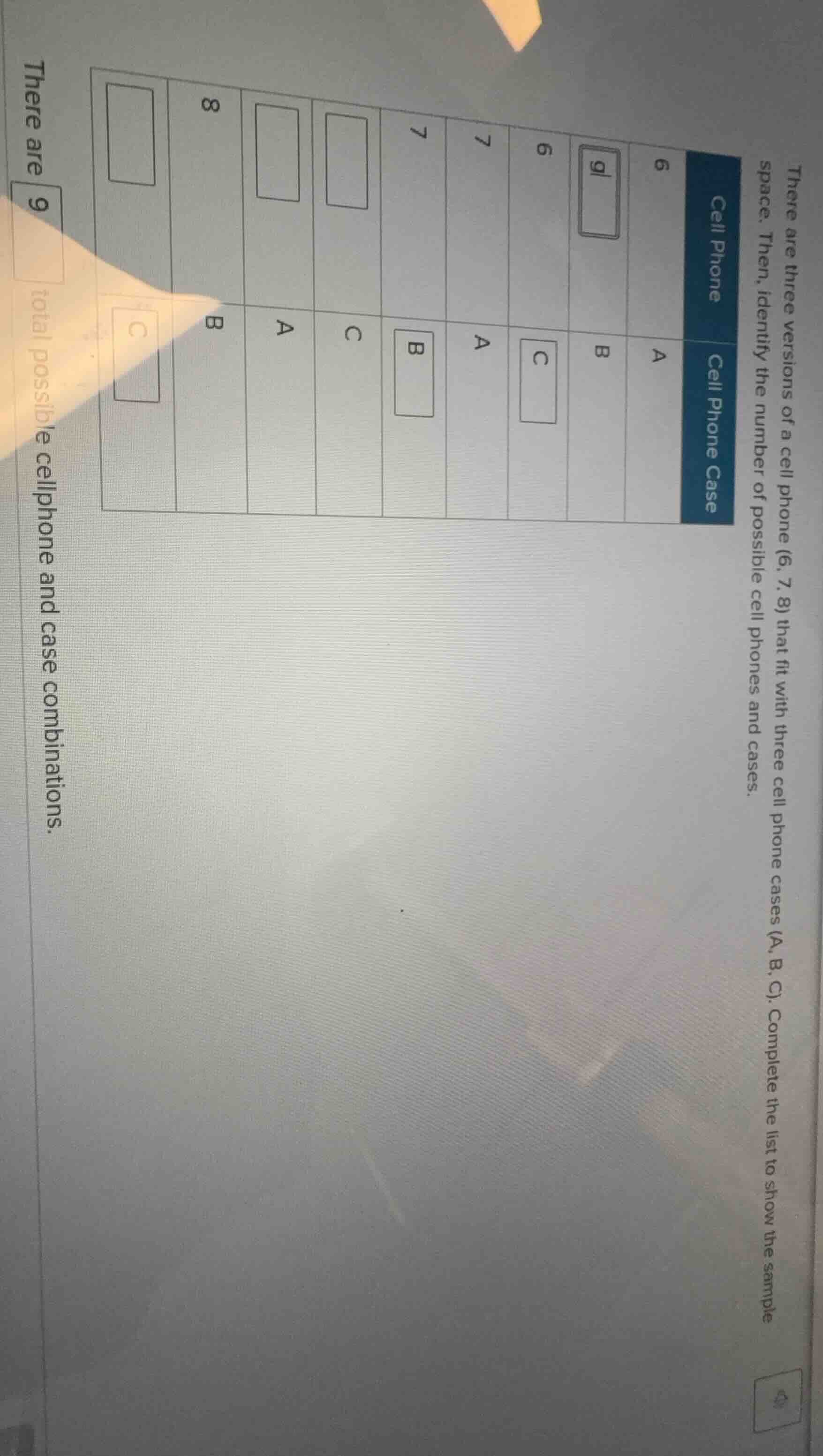 there are three versions of a cell phone (6, 7, 8) that fit with three …